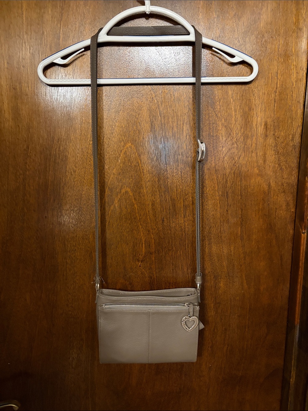 Brighton Gray Leather Crossbody